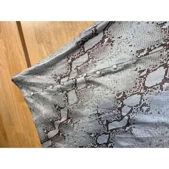 TCEC Snake Print Satin Hi-Lo Bias Cut Skirt Y2k 2000's Large Side Zip Button - Picture 5 of 12